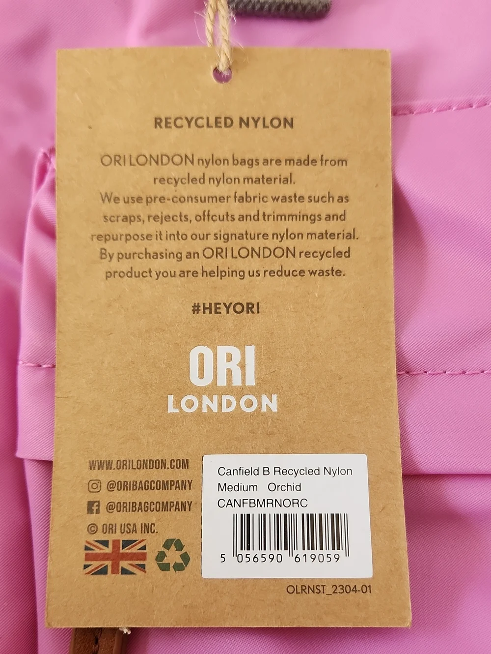 Orion London Pink Backpack Tote with Gray Handles
